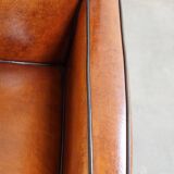 Set of 2 beautiful cognac-colored sheepskin Art Deco armchairs