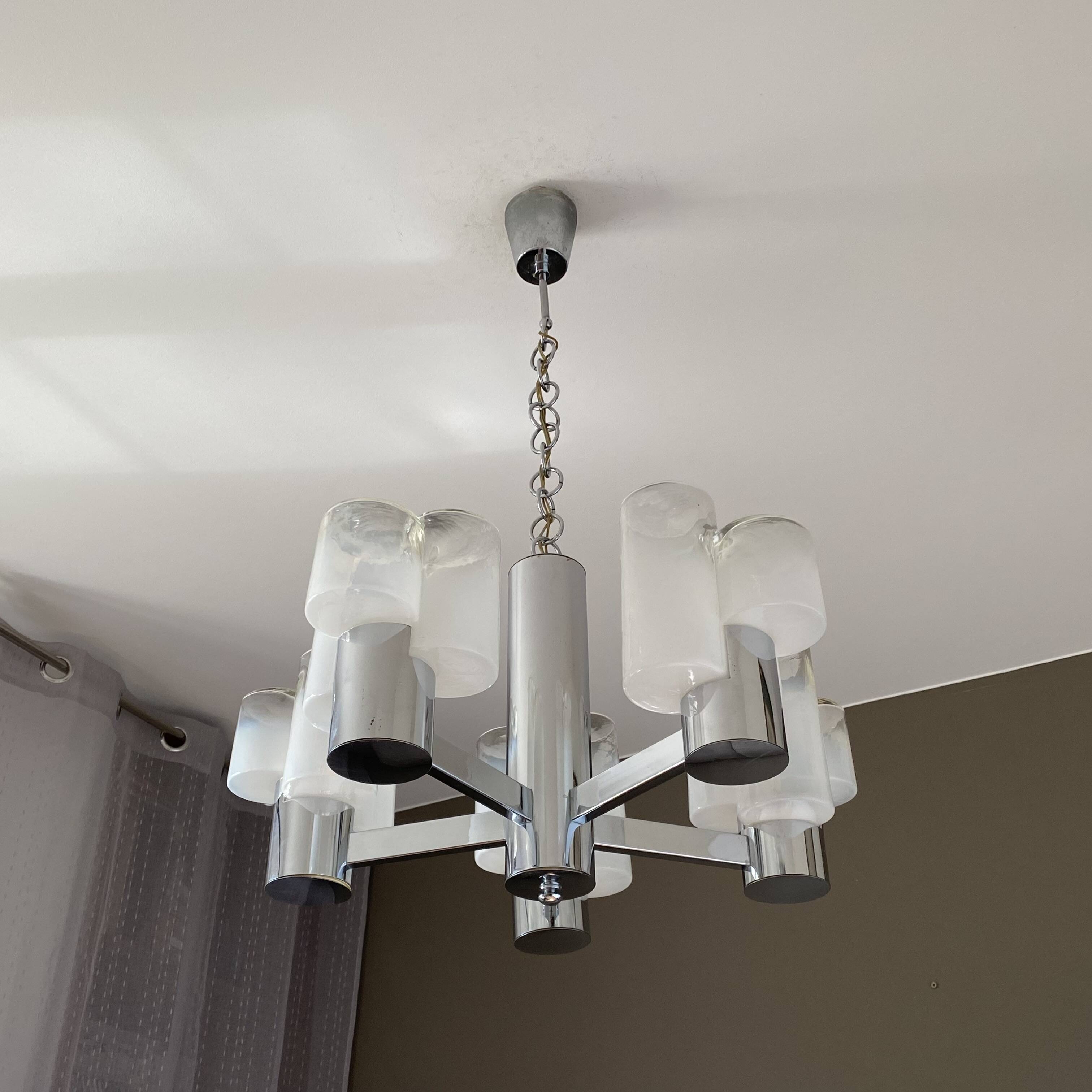 MAZZEGA Sputnik chandelier. 1970. Murano glass.