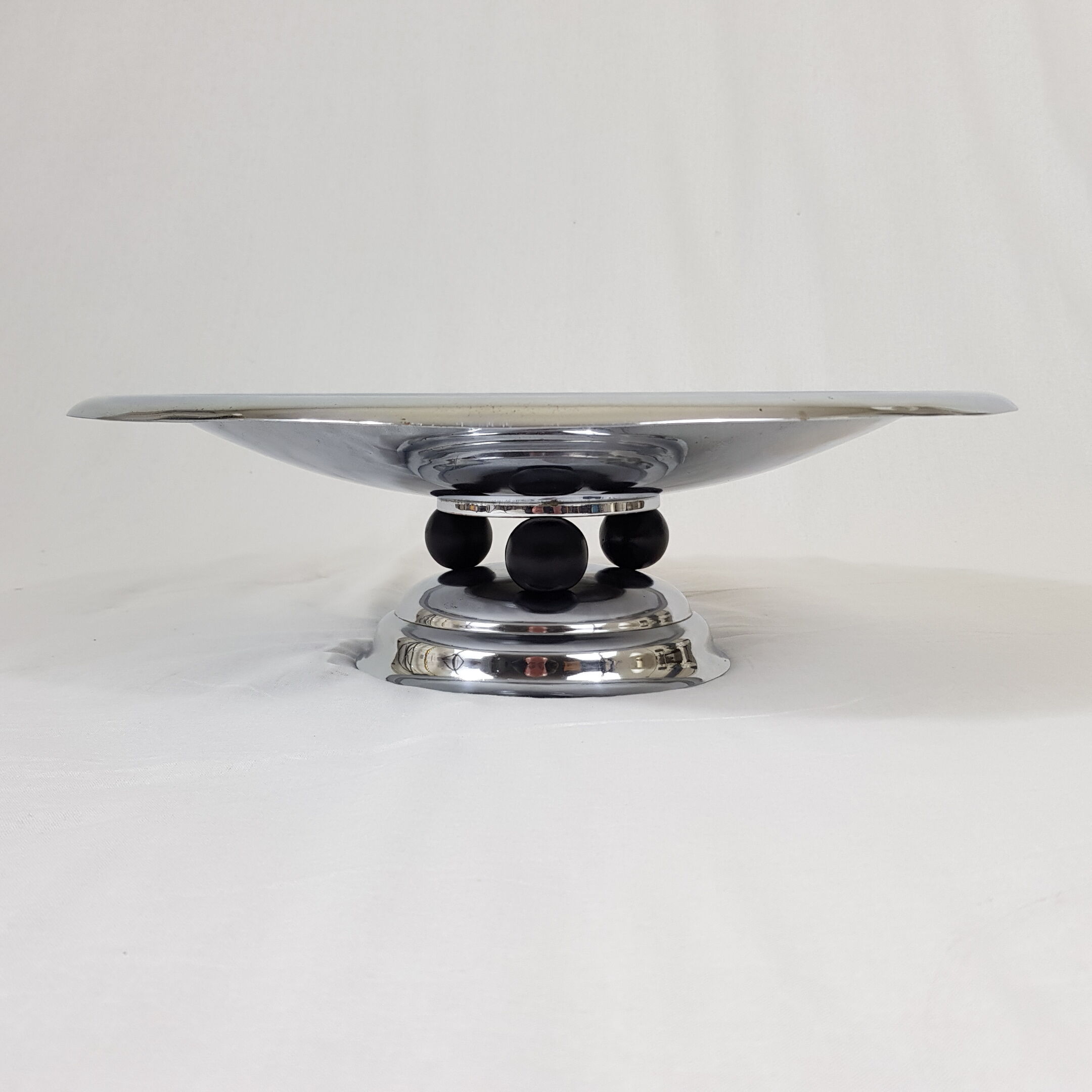 Cut with chrome brass fruit Art Deco Modernist Bauhaus