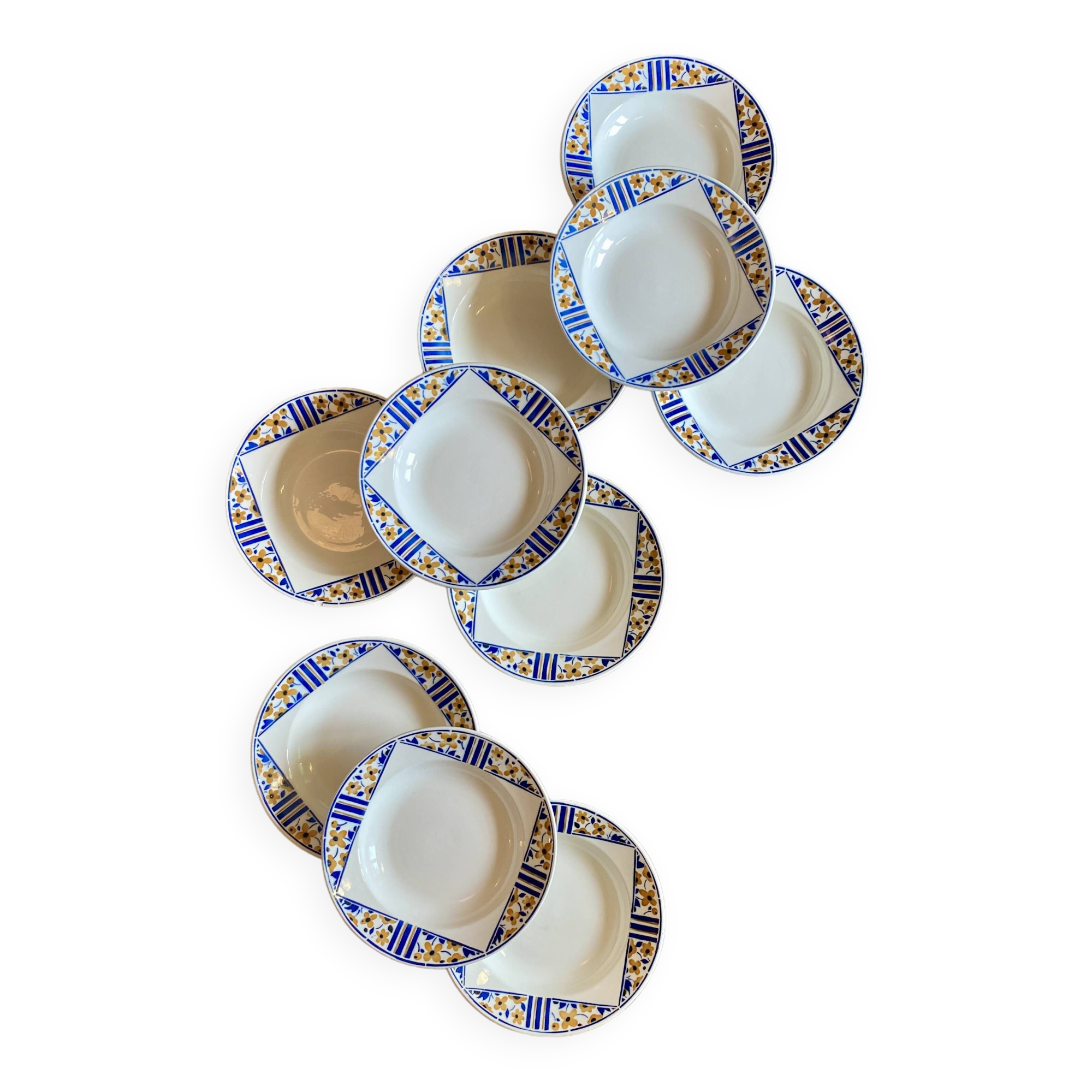 Lot of 10 old soup plates - Badonvillier Bornéo model