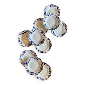 Lot of 10 old soup plates - Badonvillier Bornéo model