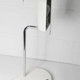 Table lamp in metal and gray porcelain from 1960, original articulated and restored