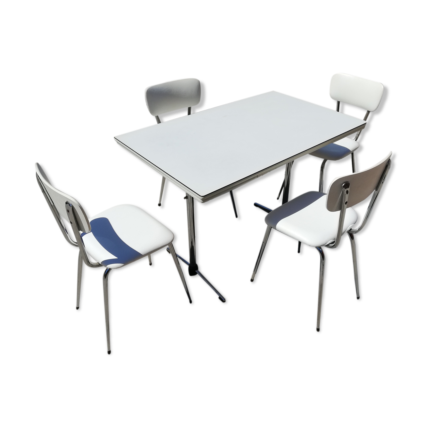 Set table and kitchen chairs in formica and skai