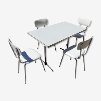 Set table and kitchen chairs in formica and skai