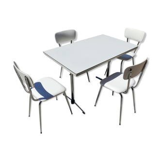 Set table and kitchen chairs in formica and skai