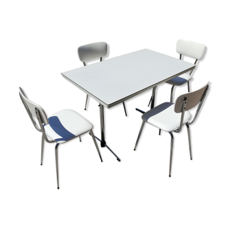 Ensemble table et chaises de cuisine en formica et skai