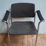 Suite of 4 contemporary armchairs in chrome-plated metal