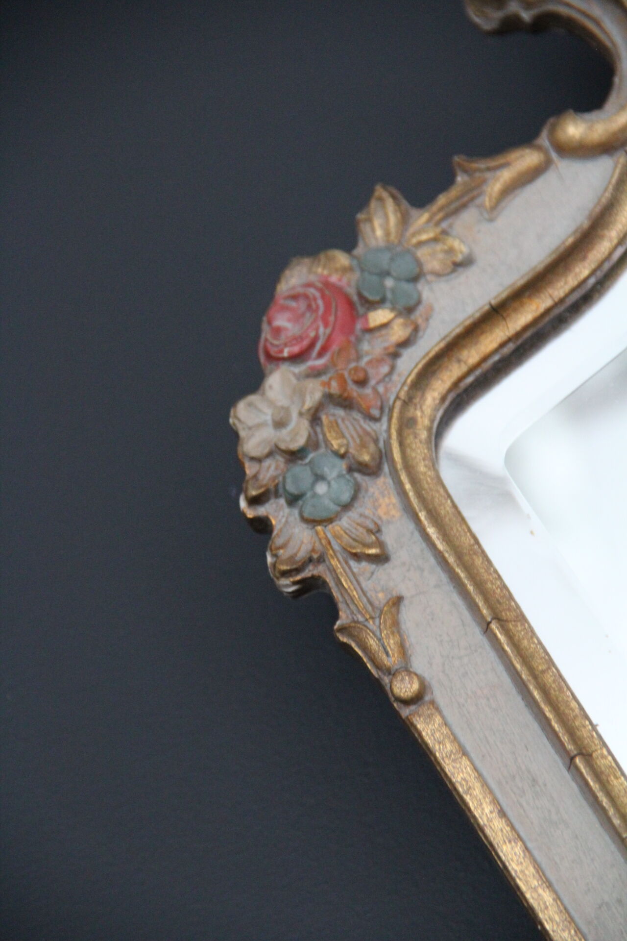 Baroque mirror with floral stucco decoration 35x52cm