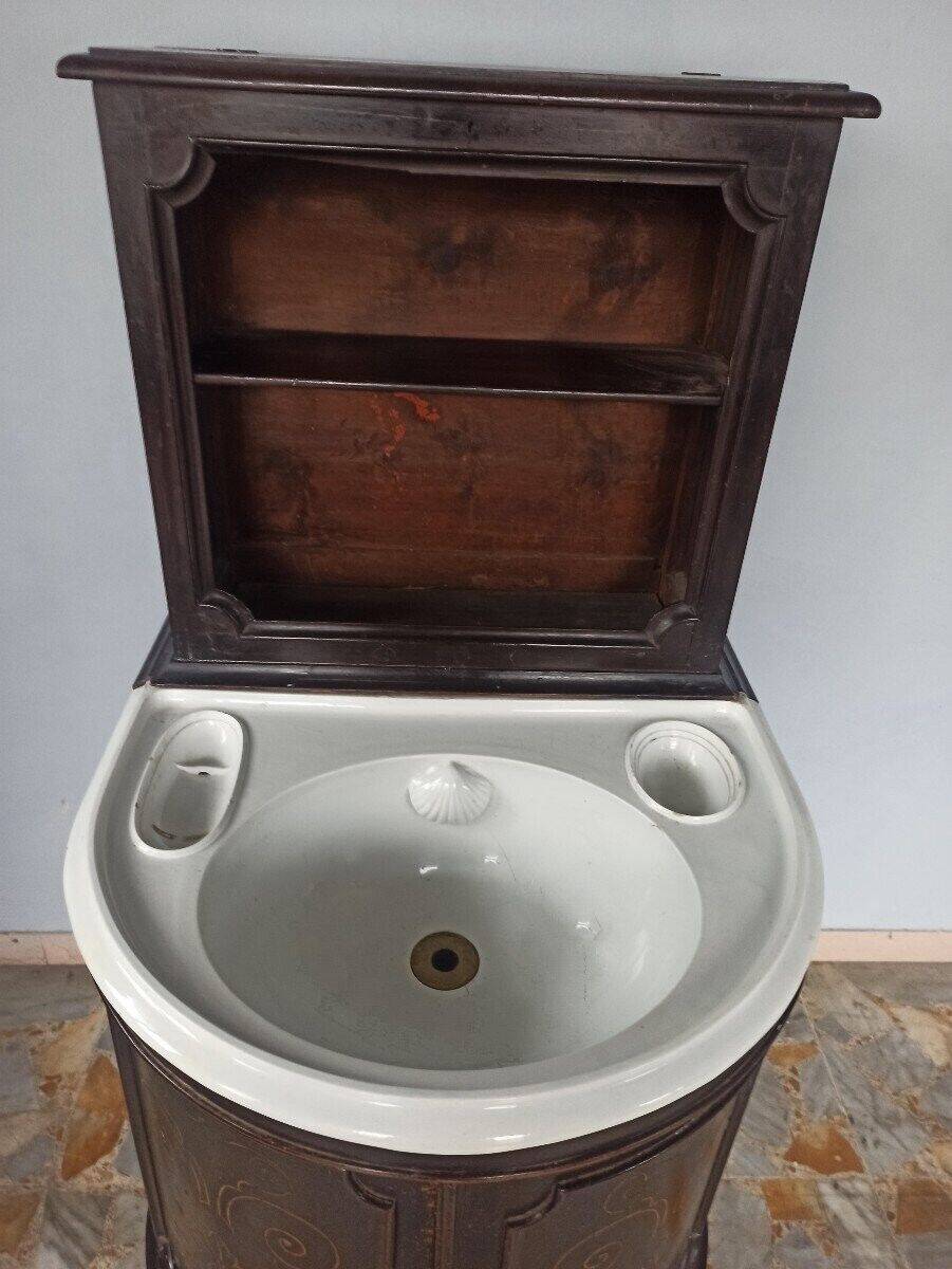 Washbasin cabinet Italy 19th century ceramic Ginori Tuscany Napoleon III