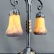Lampe bicéphale Art Déco, fer forgé à double patine– Muller Frères, c. 1920