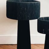 Minimalist black raffia bedside table lamp size L