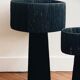 Minimalist black raffia bedside lamp size L