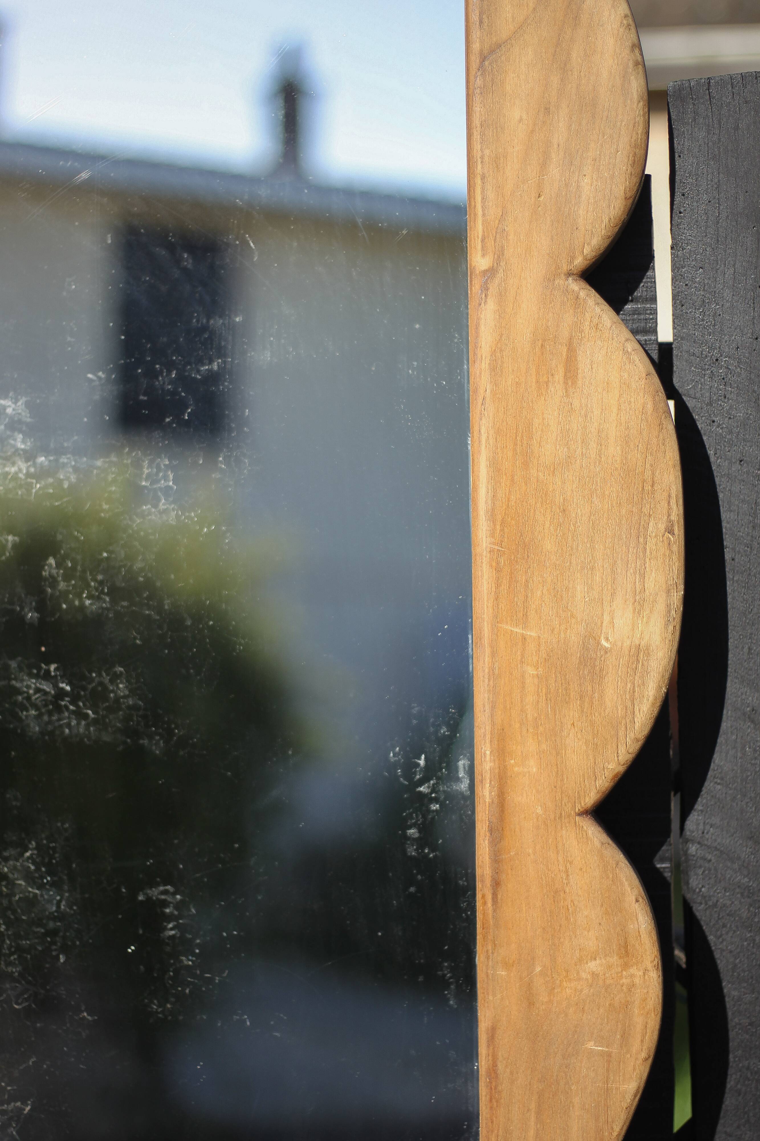 Miroir bois, grand miroir à poser ou mural, miroir vintage, miroir artisanal, décoration intérieur