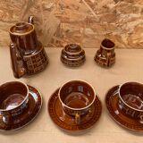 Antique PRUSZKOW Ceramic Brown & Gold Vintage Tea Service #B279