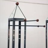 Wooden and brass coat rack, set of 4, 1970s