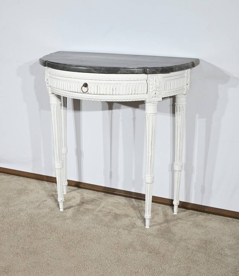 Half-Moon Console in Rechampi Wood, Louis XVI style – Early 19th century