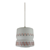 Vintage opaline glass pendant light with geometric design, 1960s Lunel style