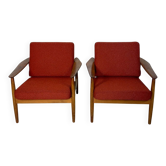 2 chaises longues en teck vintage danois FD164 des années 1960 Arne Vodder pour CADO