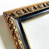 Cadre bois ancien Bordure noire & dorée 28,5 cm x 24 cm