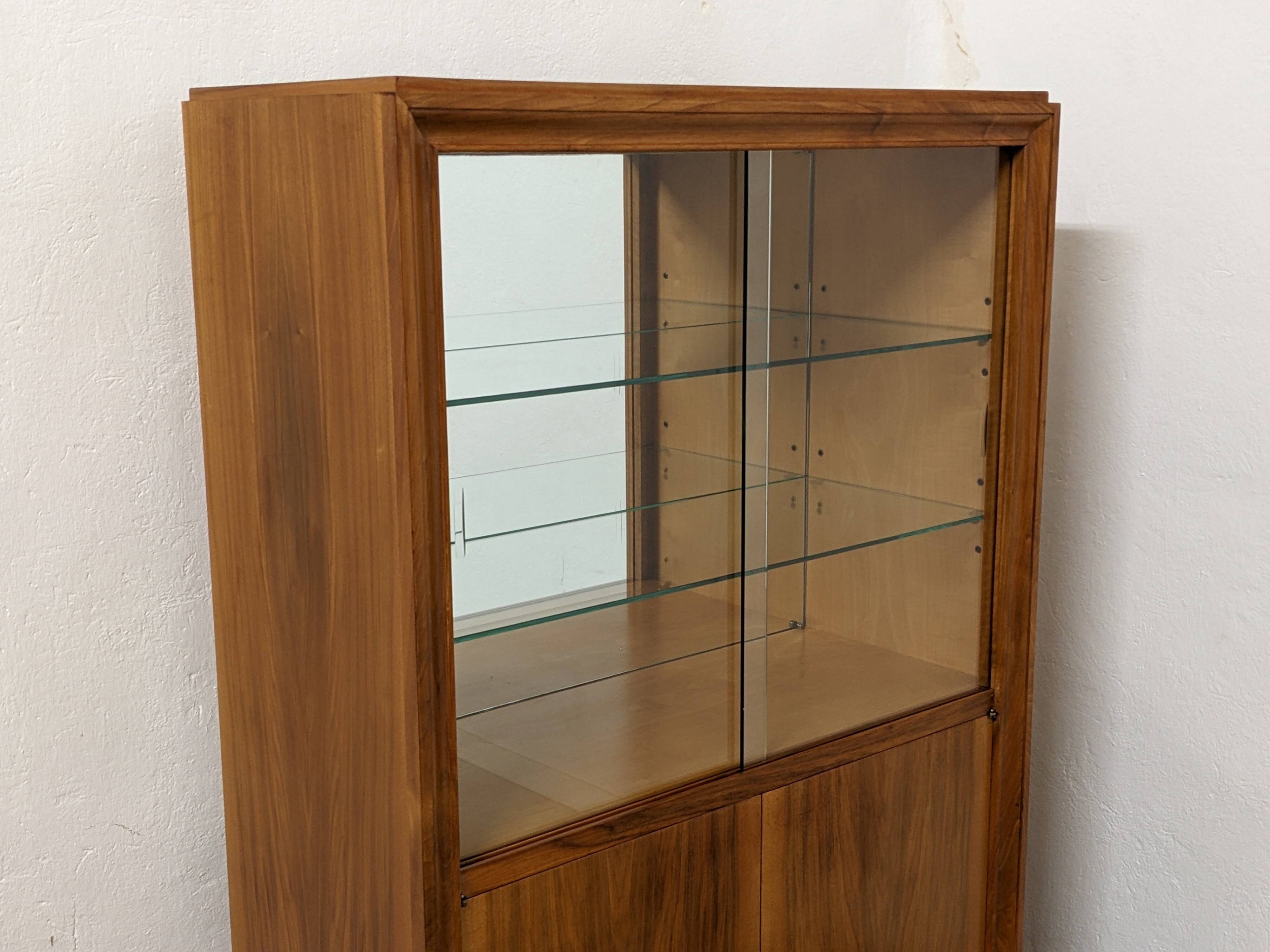 Art Deco style walnut display cabinet, France circa 1950