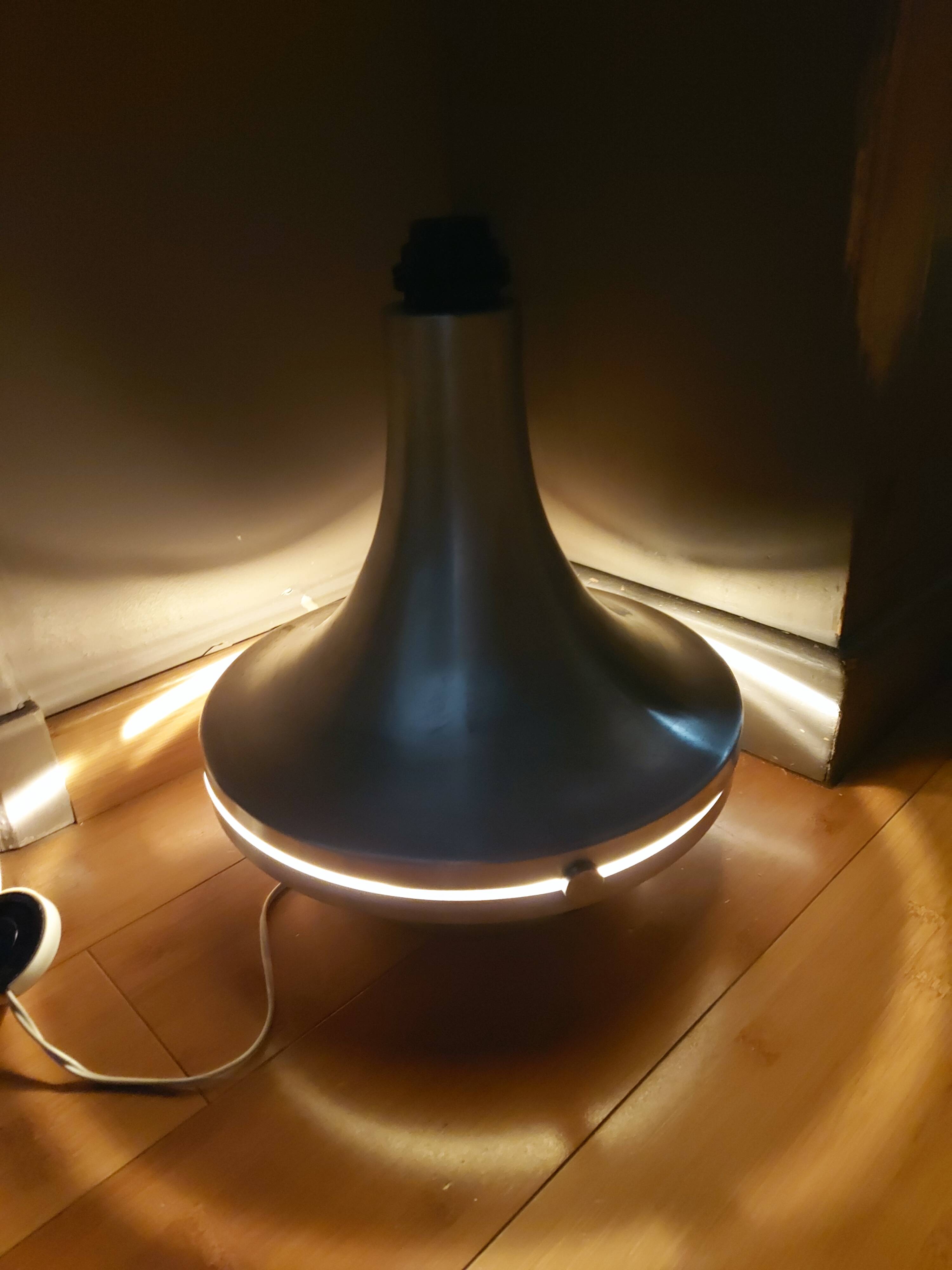 Large foot of vintage lamp brushed aluminum (double lighting)