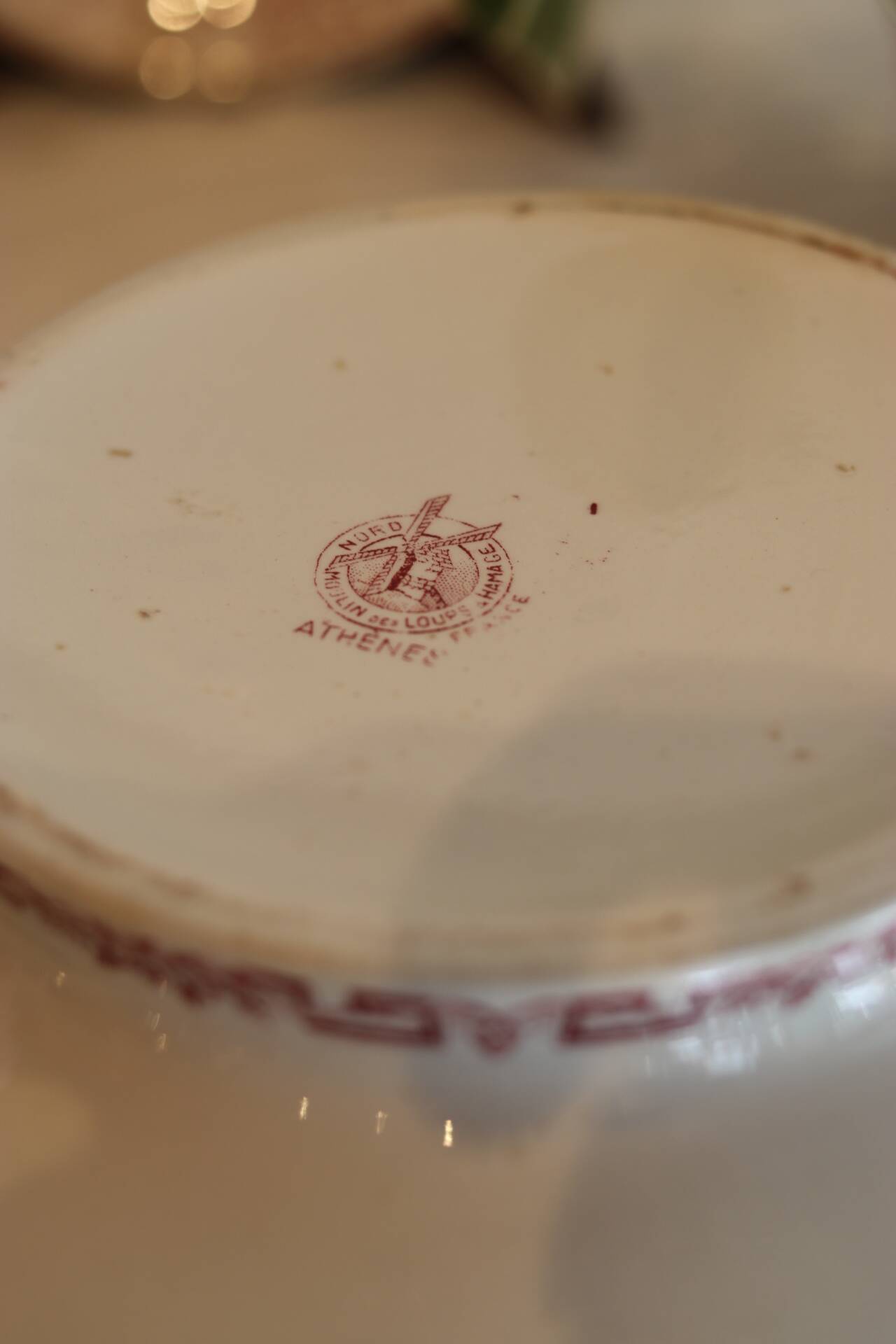 Ironstone salad bowl Moulin des loups, Athens model, red