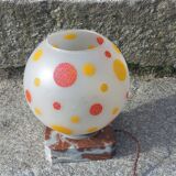 Art Deco night light in marble and enamelled glass from the 1930s.