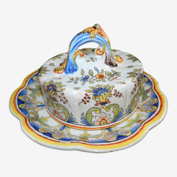 Dish with bell in earthenware of desvres signed fourmaintraux-courquin nineteenth century