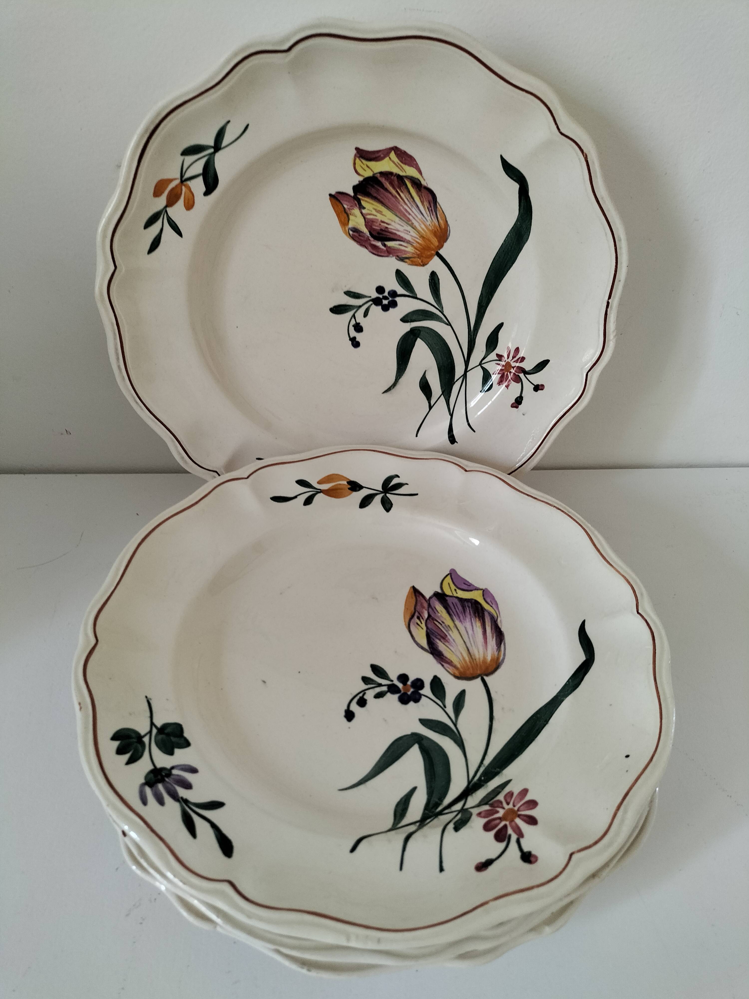 Antique Longchamp plates – “Tulips” model – 1950s-1960s