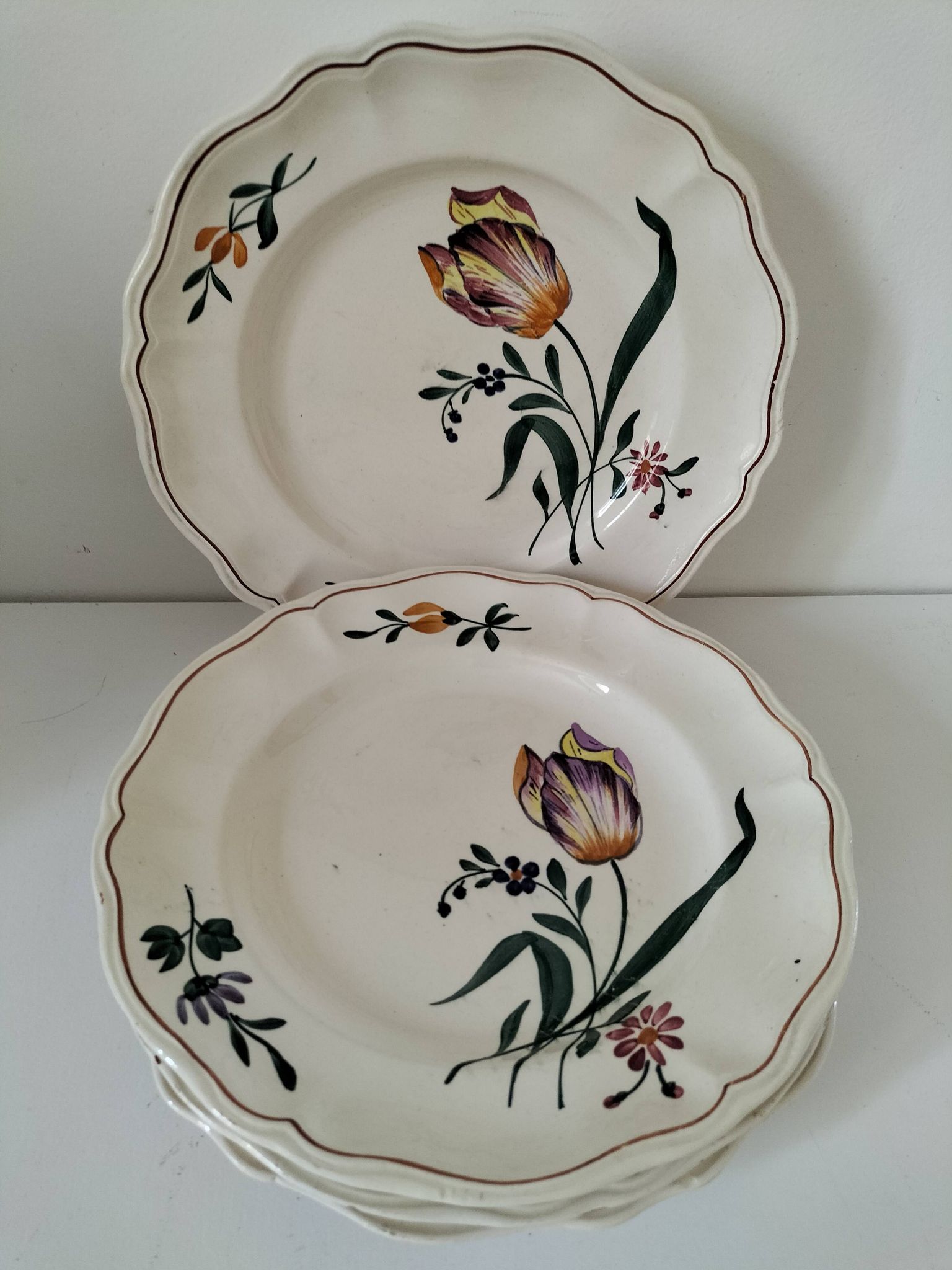 Vintage Longchamp plates – "Tulips" model – 1950s-60s