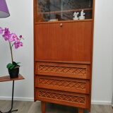 Oak and rattan secretary