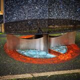 1970 coffee table in brushed steel