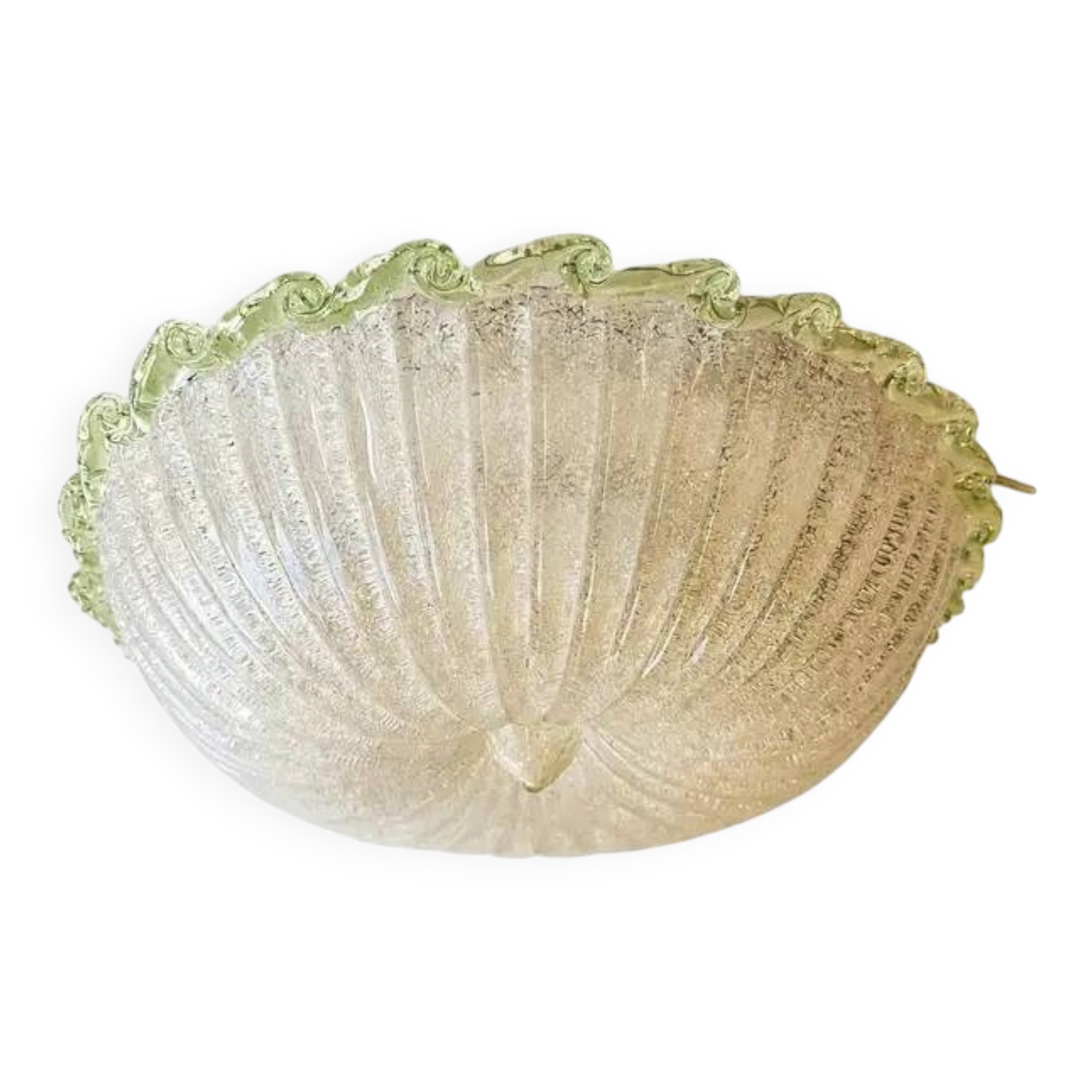Italian White Graniglia Budinomurano Glass Flush Mount by Simoeng