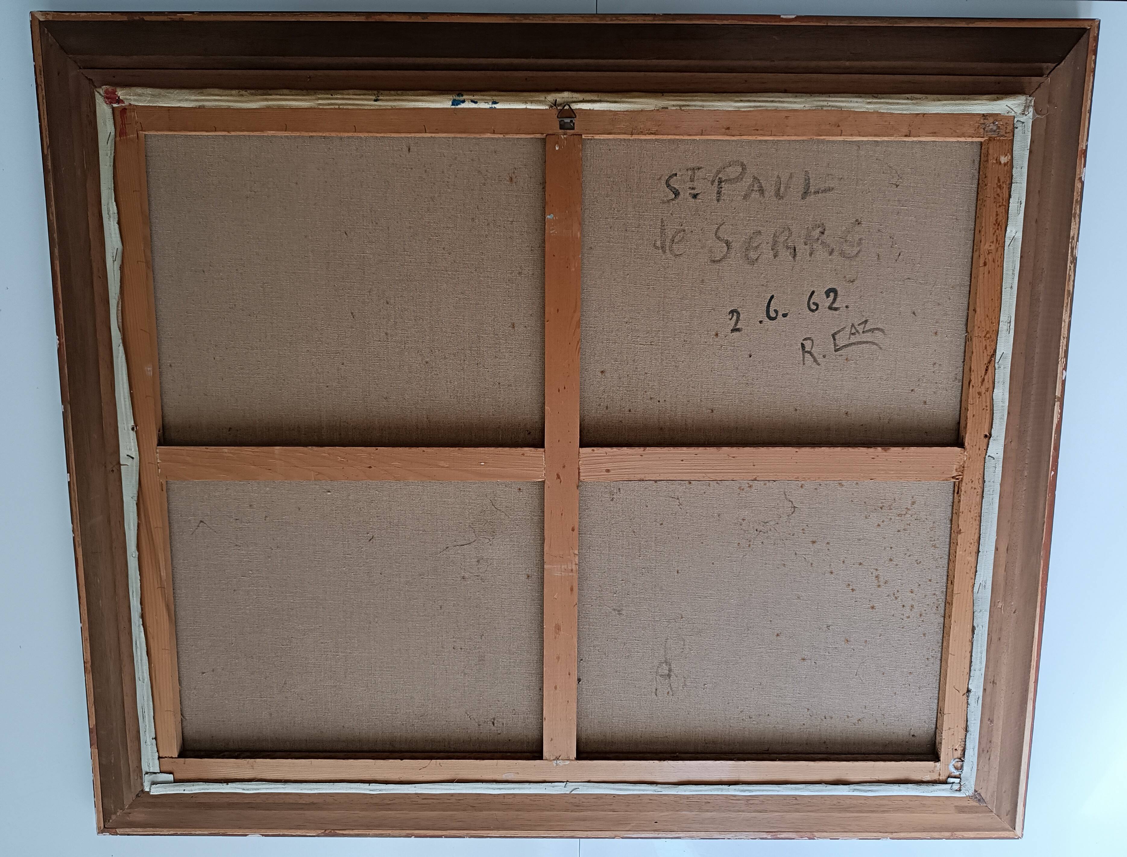 Large oil on canvas landscape of St Paul de Serre signed R. CAZ.