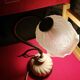 Retro lamp in brass and pink ceramic