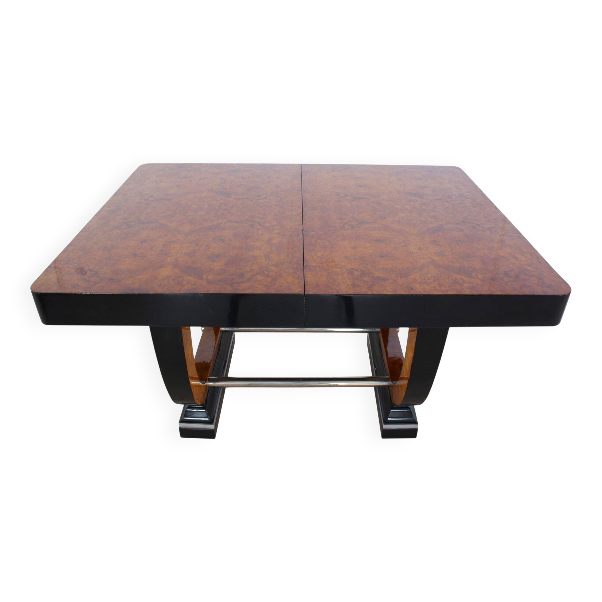 Expandable Art Deco Dining Table, Thuja Roots, Lacquered, France, circa 1930