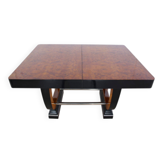 Expandable Art Deco Dining Table, Thuja Roots, Lacquered, France, circa 1930
