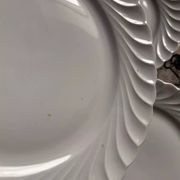 Set of 6 antique twisted white porcelain plates, a beautiful timeless classic.