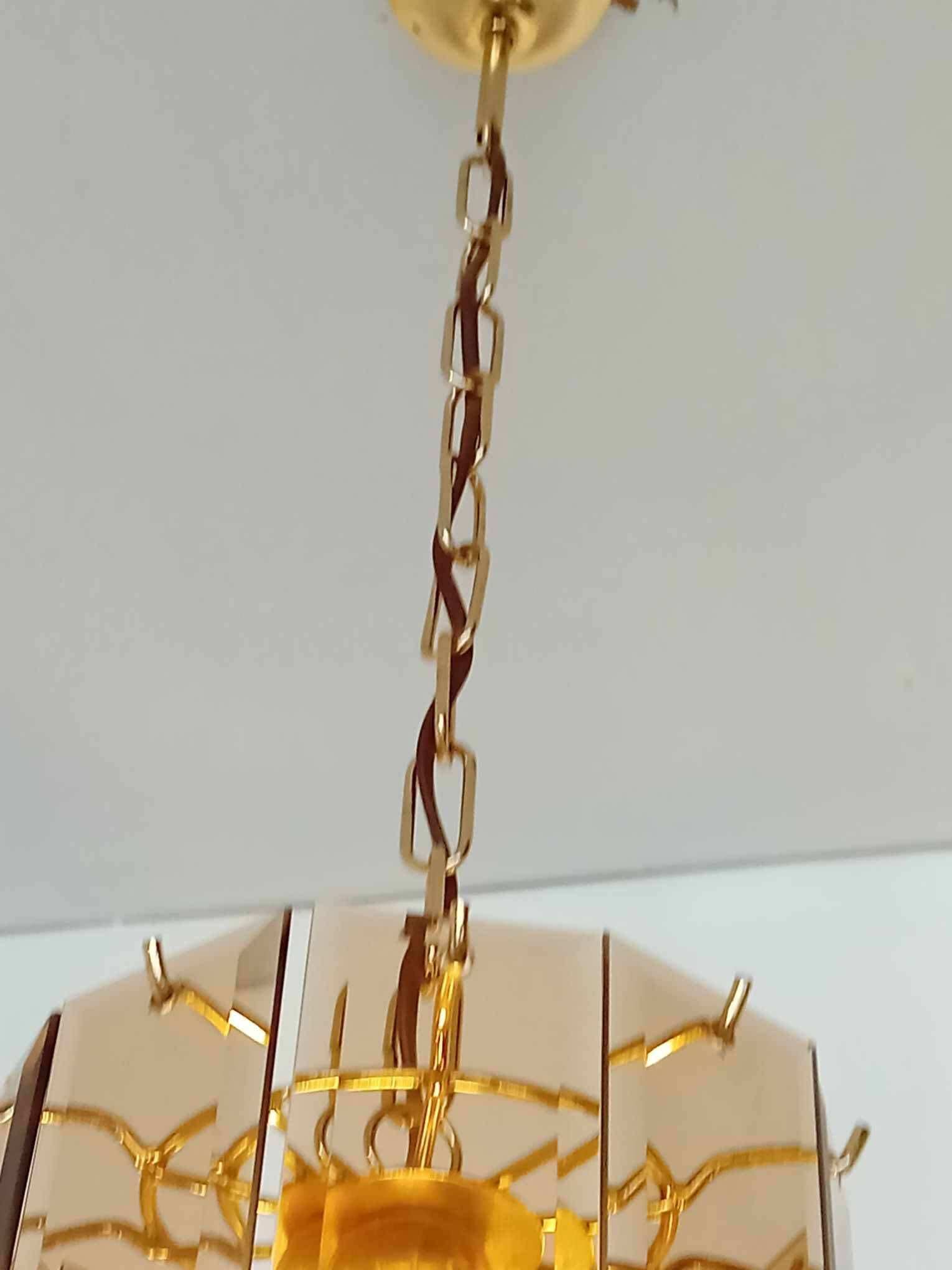50s/60s pendant light in gold metal