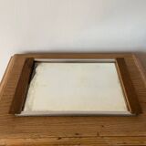 Old mirror and wood tray