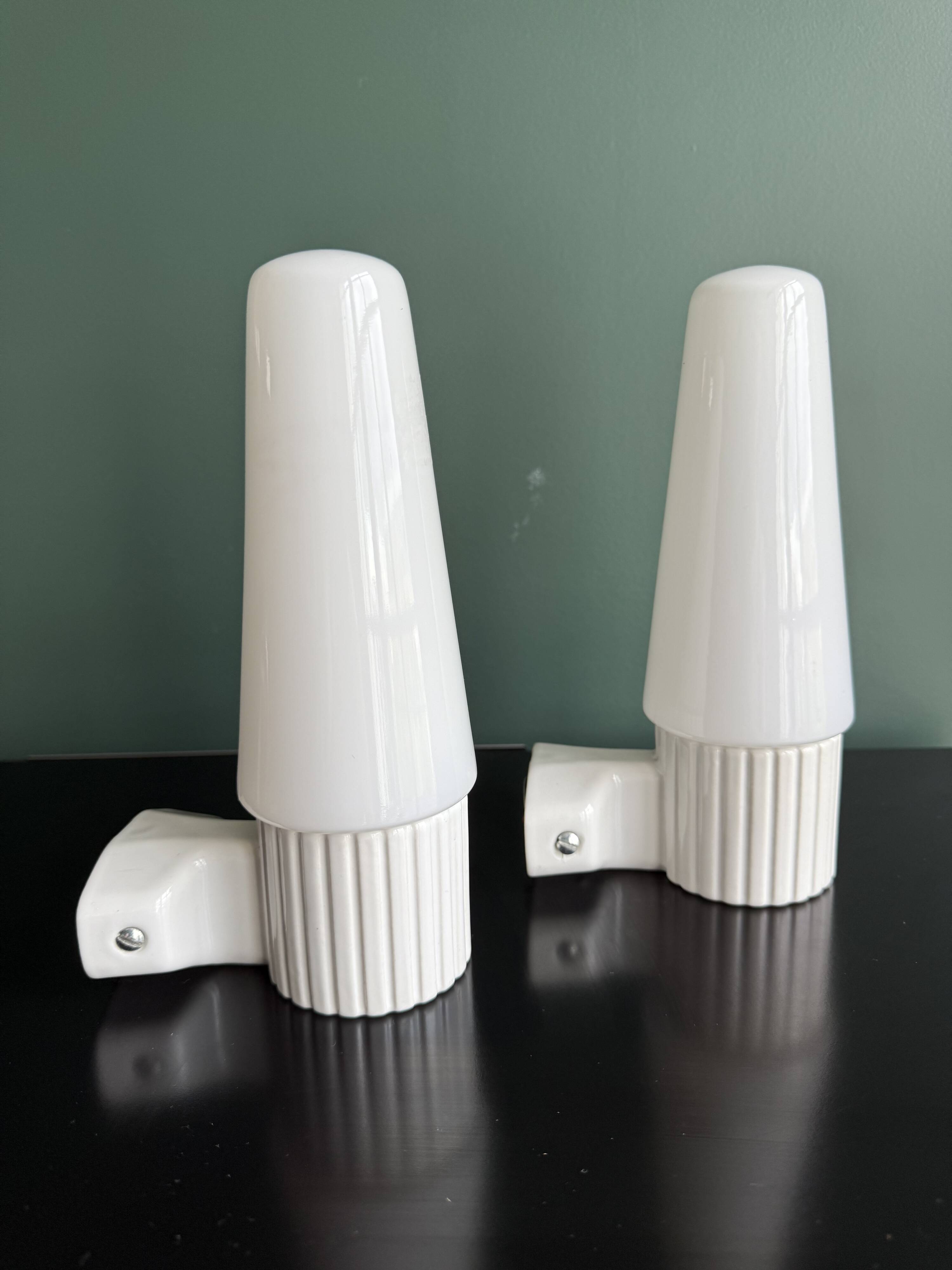 Pair of Scandinavian ceramic wall lights by Bernadotte