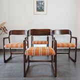 Series of 4 armchairs Baumann model flat called "sled"