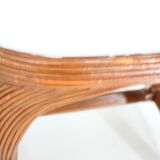 Set of 6 Antique Rattan Dining Chairs with Cane Backrest