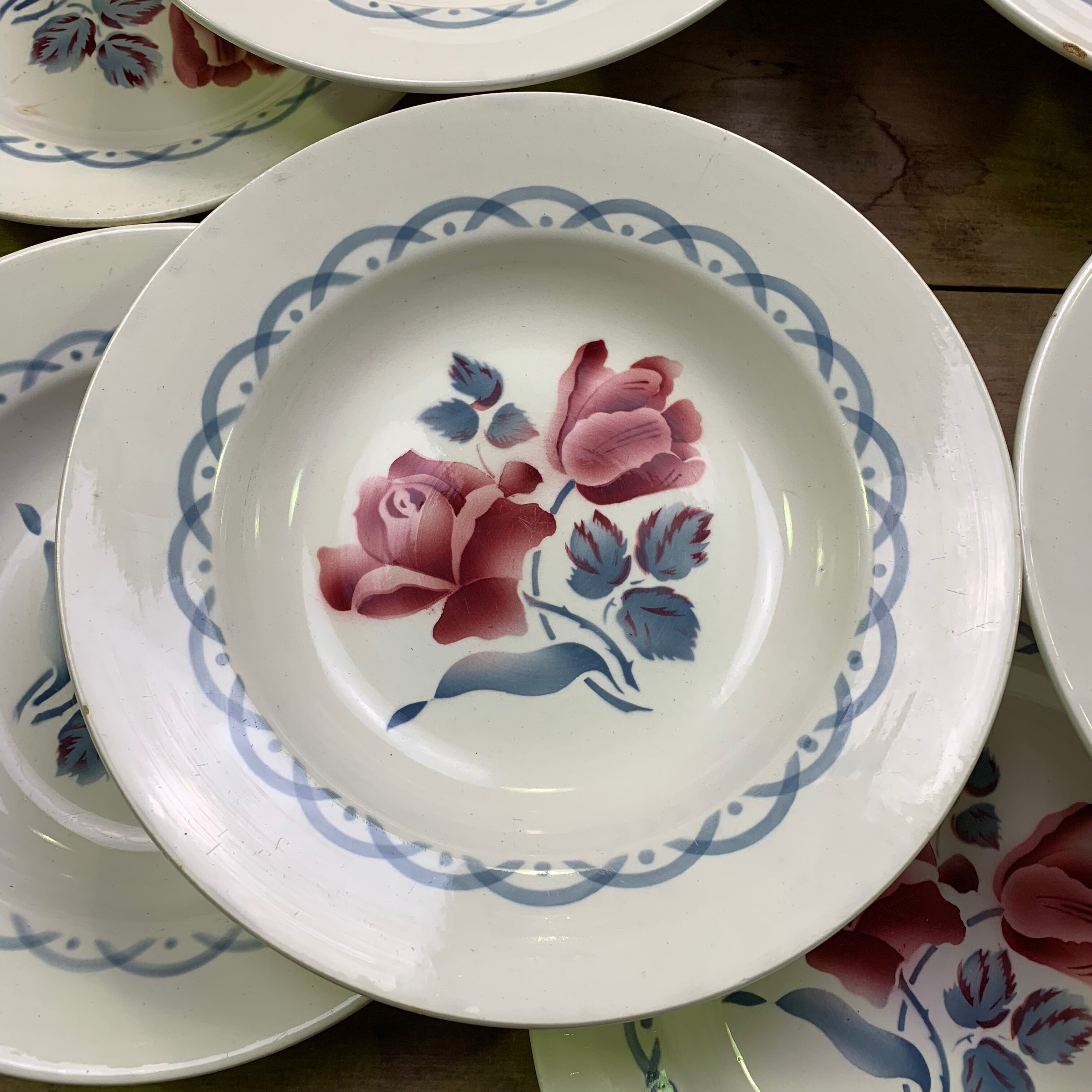 Lot de 10 assiettes creuses Digoin modèle Cannes