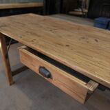 Table de travail vintage en sapin et en métal années 30