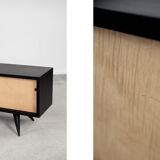 Mid-Century Elegant Black and Maple Scandinavian Vintage Sideboard, 1960s