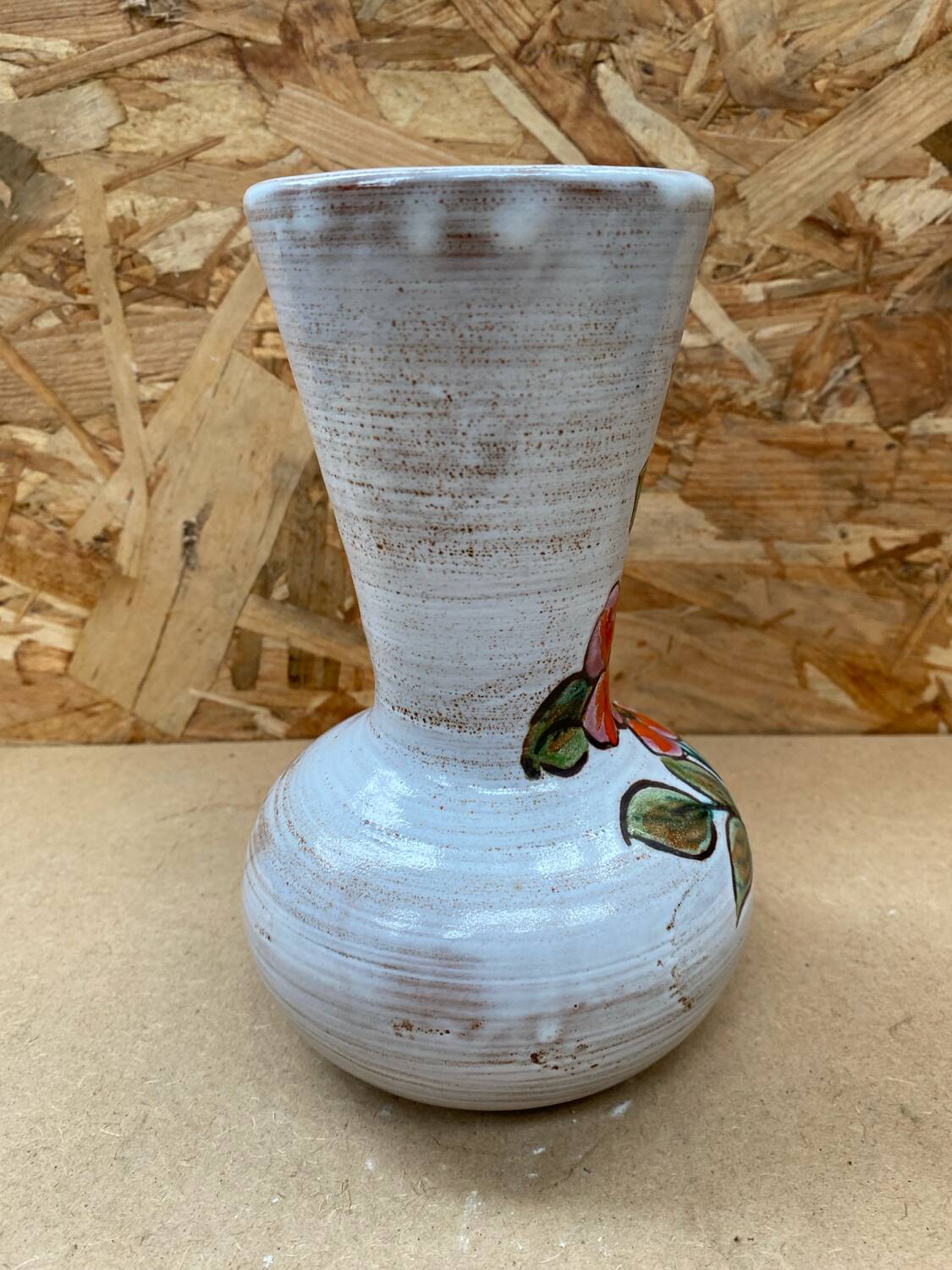 Old vallauris vase white enameled terracotta vintage flower decor