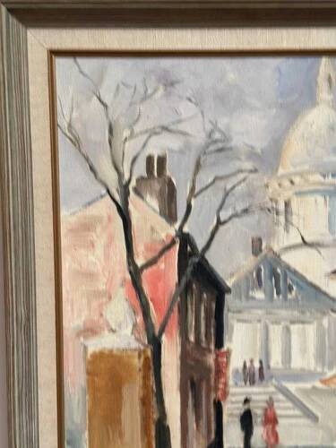 Mid-Century Oil on Canvas “City Scene” by WB, Signed, Vintage & Framed 40×47cm