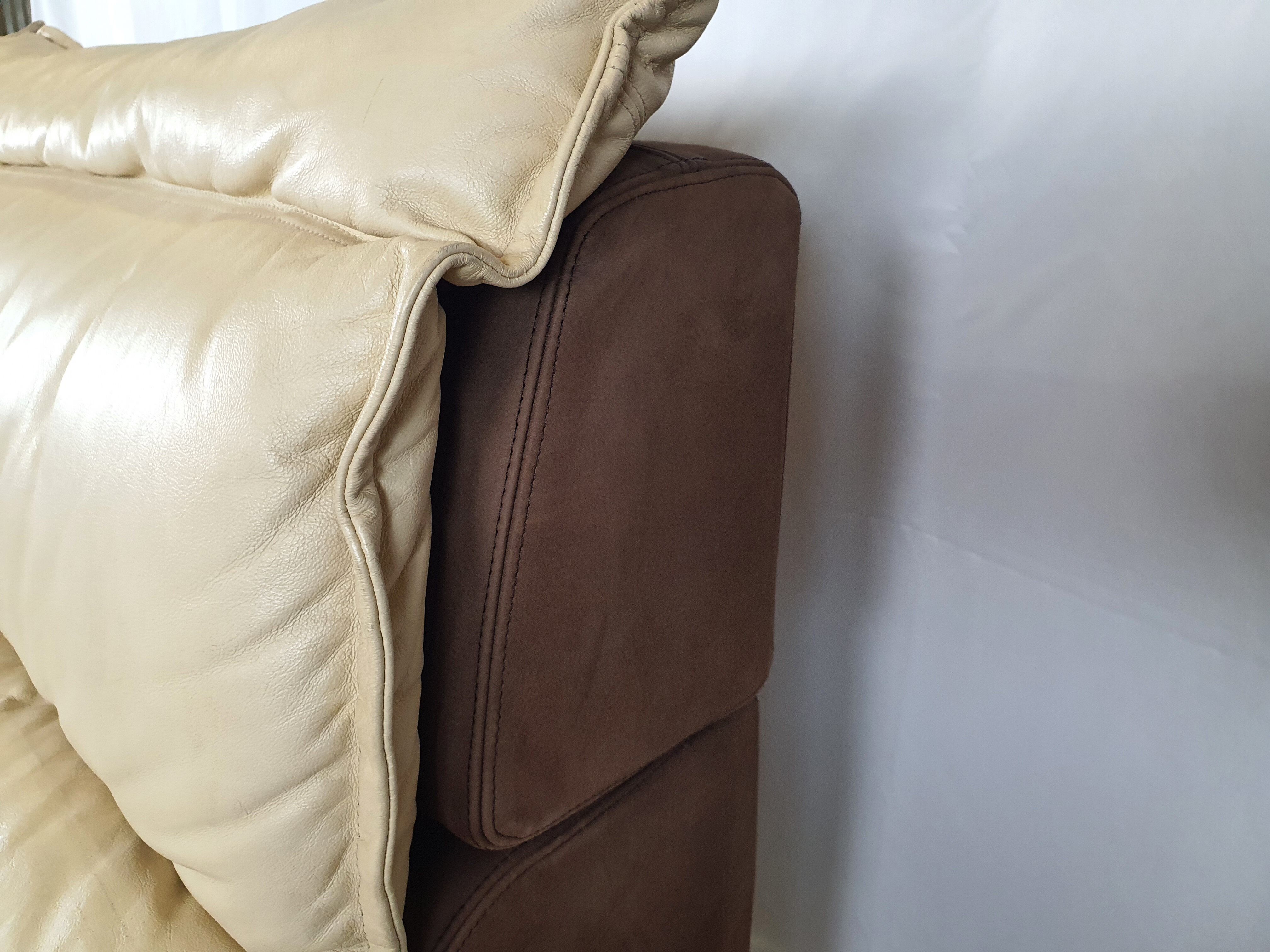 Modular sofa in leather and suede