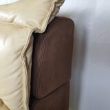 Modular sofa in leather and suede
